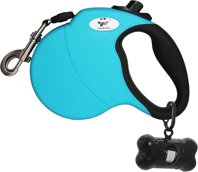 16 ft Retractable Dog Leash for Large Dogs up to 44 lbs,Tangle-Free Nylon Tape,Blue M