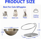 Elevated Cat Food Bowl 15° Tilt Stainless Steel,1PC | Elevated Cat Bowls, detachable stand, and stainless steel bowl. Reduces neck strain, slows eating, prevents spills