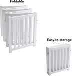 LZRS Extra-Wide Freestanding Wooden Dog Gate Indoor – 120" W x 24" H Foldable Safety Pet Barrier for Doorways, Hallways, Kitchens, and Long Staircases, Durable Design fit Small to Medium Dogs, White