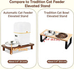 SZEE Cat Food Stand, Elevated Cat Feeder Stand for Automatic Feeder & Bowls | Lifted Cat Food Table Station, Raises Feeder/Bowl by 2 3/8", Relieves Spine and Joints Noticeably on Pets - Solid Walnut Wood
