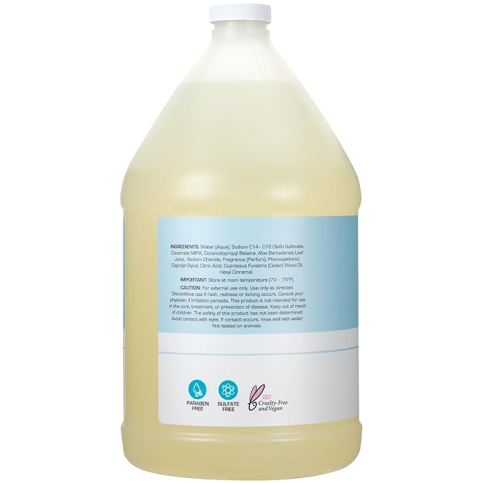 Ginger Lily Farms Club & Fitness Moisturizing Shampoo for All Hair Types, 100% Vegan & Cruelty-Free, Rain Water Scent, 1 Gallon (128 fl oz) Refill