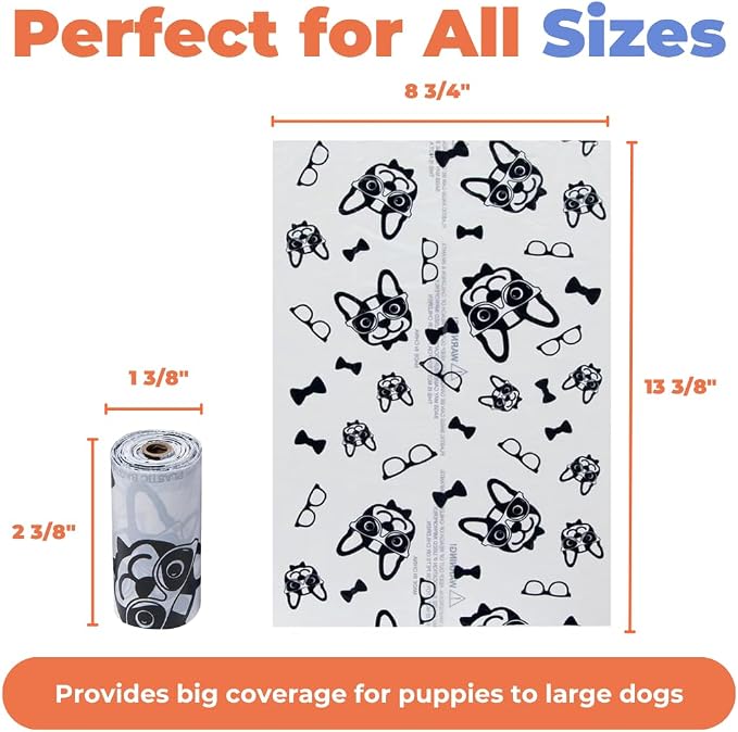 Best Pet Supplies Poop Bags for Dogs - White, 240 Count | Scented, Leak-proof, Easy-Tear perforations, 15 Thick Bags per roll, Outdoor Walking & Travel, Fits Standard Holders