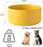 6'' Ceramic Dog Bowl - 30Oz Classic Dogs Food & Water Bowl for Small and Medium Breed Dogs, Heavy Duty Non-Slip Dog Dishes, Food Grade Stoneware Pet Bowl, Dishwasher & Microwave Safe, Yellow