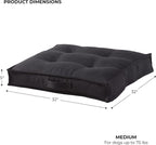 Indoor Dog Bed with Removable Washable Cover, Soft Basketweave Fabric, Reversible Cushion, Carry Handle, Baffle Construction to Help Prevent Fill Shifting, Black - Medium (32"x32")