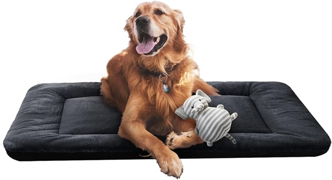 Dog Beds Crate Pad for Medium/Large Dogs Fit Dog Crates,Washable & Anti-Slip Kennel Pad for Dogs Cozy Sleeping Mat,Dark Gray 42inch