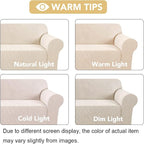 H.VERSAILTEX Stretch Sofa Covers for 3 Cushion Couch Covers Sofa Slipcovers for Living Room Feature Thick Checked Jacquard Fabric with Elastic Bottom, Sofa Large - Natural