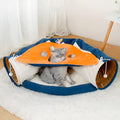 LEFTSTARER 2-in-1 Collapsible Cat Tunnel for Indoor Bed and Hideout - Pet Dog Rabbit Bunny Ferret Tunnel Tubes Toys with Removable Washable Mat, Tower Wheel Stuff