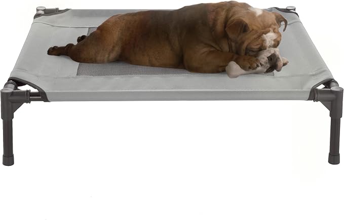 Elevated Dog Bed - 30x24-Inch Portable Pet Bed with Non-Slip Feet - Indoor/Outdoor Dog Bed or Puppy Cot for Pets up to 50lbs by PETMAKER (Gray)