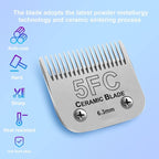 5FC Grooming Ceramic Pet Clipper Blades Compatible with Andis & Oster A5 | Cut Length 1/4”(6.3mm),Compatible with Wahl KM10 Series Clippers