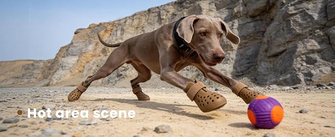 Dog Shoes for Hot Pavement - Comfortable Paw Protection for Medium & Large Dogs, Adjustable Strap & Non-Slip, Easy-Clean, Outdoor Sports Boots, Dog Booties for Summer Rain (Brown, L)