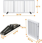 White 18-55" Wide Pet Gate, Bamboo Dog Gate for Stair, Foldable Dog Gates for Doorways House, Freestanding Pet Gates 24inches Tall, Doogie Puppy Gate Fences Indoor