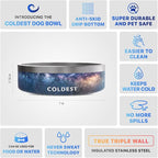 Coldest Dog Bowl - Anti Rust Metal, Non Slip, 3 Layers Insulated Stainless Steel Dog Bowls - Spill Proof & Heavy Duty - Water Bowl for Dogs, Cats & Pets, Dish Washer Safe (42 oz, Into The Beyond)