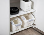 25 Liter / 40 lbs Rice Storage Container with Measuring Cup, BPA free, For Rice | Grain | Pet Food | Flour, 1 count, White