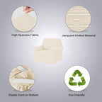 H.VERSAILTEX Stretch Chair Slipcover Sofa Cover Furniture Protector Cover High Spandex Small Checks Knitted Jacquard Sofa Cover Chair Covers for Living Room, Armchair 31"-40", Cream