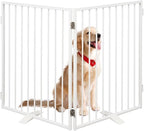 Full Metal Freestanding Dog Gates 2 Panels 32" Tall Up to 48" Wide | White Dog Gate for Indoor & Outdoor, Extra Wide Free Standing Dog Barrier No Drilling Pet Gates for Doorways, Stairs, Deck