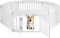 Simple Deluxe Dog Playpen, 24" Exercise 6-Panel Pet Playpen with Door, Safe and Secure, Folding and Portable Puppy Playpen for Puppies and Small Dogs, White