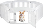 Simple Deluxe Dog Playpen, 24" Exercise 6-Panel Pet Playpen with Door, Safe and Secure, Folding and Portable Puppy Playpen for Puppies and Small Dogs, White
