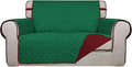 PureFit Reversible Quilted Couch Covers for Dogs Loveseat Sofa Cover 46.5” | Green/Red, Water Resistant Couch Protector, Washable Pet Couch Cover with Non Slip and Elastic Straps For Kids
