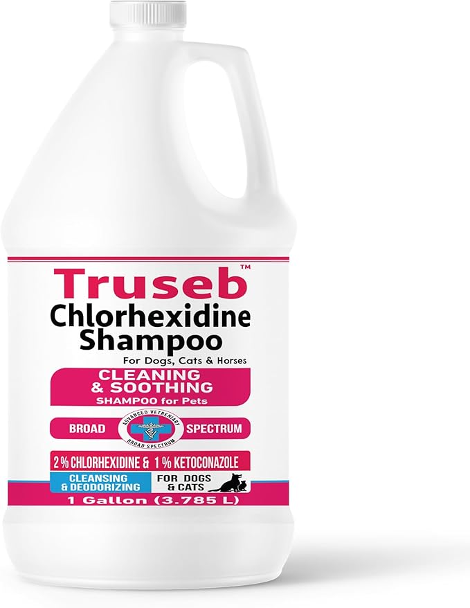 Truseb Topical Ketoconazole and Chlorhexidine Shampoo for Dogs, Cats & Horses Pleasantly Scented with a Cucumber Melon Scent with Aloe (Ketoconazole & Chlorhexidine Shampoo, 1 Gallon)