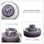 Ceramic Cat Water Fountain, 2.1L/71oz Cupcake Pet Water Fountain | Gradient Purple Automatic Pet Water Fountain For Cats & Dogs, Double Filtration, Easy To Clean, 360° Circulating Water Design