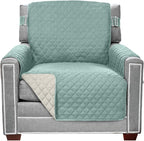 Sofa Shield® Couch Armchair Covers for Dogs, Reversible Furniture Protector with Strap, Stain and Tear Resistant Cushion Cover, 23 inch Seat, Machine Washable Slipcover Pets, Cats, Seafoam Cream