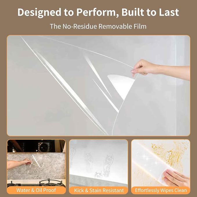 Clear Electrostatic Wall Protector, Static Protective Film, Adhesive-Free, No Residue Protection for Behind Trash Cans, Against Dog Scratches, Furniture, Doors, Splashes and Stains (15.78in*16.4ft)