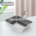 WENBOKMIN Stainless Steel Cat Litter Box - Litter Box for Cats - Easy to Clean, Never Absorbs Odor, Stains, or Rusts - Silver (17.7" L x 13.5" W x 4" H)