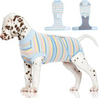 FUAMEY Dog Surgery Recovery Suit, Surgical Suit for Dogs Onesie for Surgery | Cone Alternative after Surgery, Abdominal Wound Protector, Onesie for Dogs after Surgery Spay Neuter, Blue Yellow Stripes XS