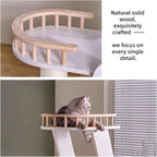 SHENGOCASE Modern Wooden Cat Tree Tower for Window Viewing Watching, 54.3 Inches Tall, 5-Level Large Perch Platform with Sisal Scratching Post, White