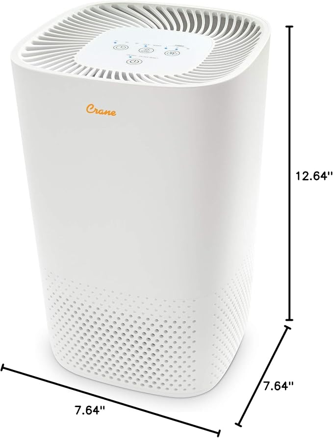 Crane Air Purifier with True HEPA Filter, UV Light, 250 Sq Feet Coverage, Timer Function, Sleep Mode, Washable Particle Filter, EE-5067