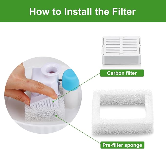 Replacement Filters for 360 Ceramic Pet Fountain | 10 Pack Replacement Filters for Wonder Creature Aurora /Cup Cake Pet Fountain(8Carbon Filters+2 Foam Filters)