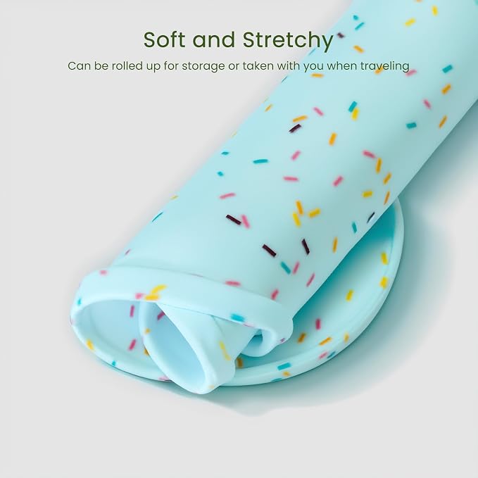 PWTAA Dog Food Mat Anti-Slip Silicone Dog Bowl Mat Thicker Pet Placemat Waterproof Cat Feeder Pad with Raised Edge Puppy Kitten Feeding Mats Suitable Small Medium-Sized Dogs Cats Eating Tray - 2PCS