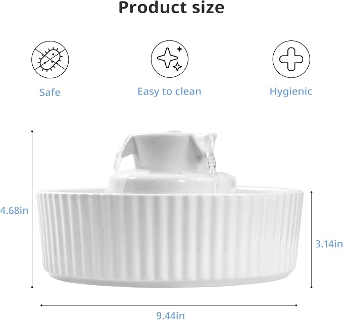 Ceramic Cat Water Fountain, 2.1L/71oz Cupcake Pet Water Fountain | White, Automatic Pet Water Fountain For Cats & Dogs, Double Filtration System, Easy To Clean, 360° Circulating Water Design