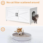 Homhedy 39.4" L Cat Litter Box Enclosure with Barn Door, White | Wooden Cat Washroom Furniture, Cat House, Pet Storage Cabinet, Dog-Proof, Fit Most of Litter Box, Farmhouse Style