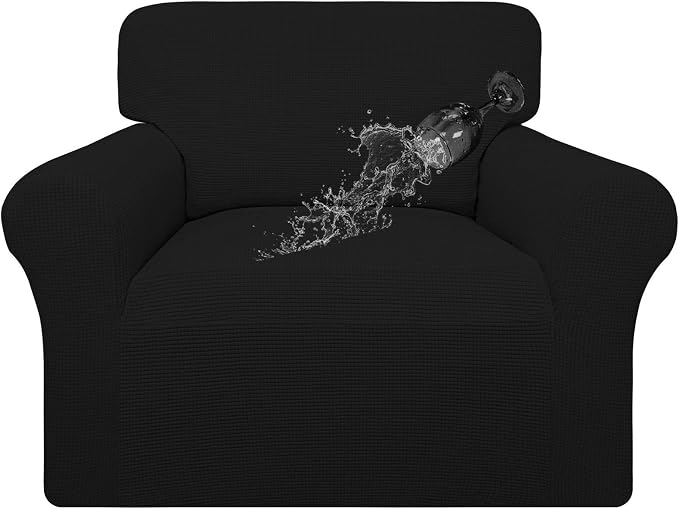 Easy-Going 100% Waterproof Oversized Chair Couch Cover, Stretch Sofa Cover | Dual Waterproof Sofa Slipcover, Leakproof Furniture Protector Against Stain Spill from Kids, Pets, Dog, Black
