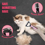 Cat Brush for Shedding 5pcs - Long Haired Cats Brush, Indoor Cats Brush, Small Dogs Brush, Matted Fur Hair Brush with Flea Comb Set, Pink
