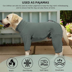 Dog Pyjamas PJS Sweater Clothes and Home Clothing Suitable for Small to Medium Breeds of Dogs, Dog Neutering Suits, Extra-Large Stretch Fabric, Four-Legged Clothes(Thickened Green, XL)