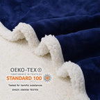 Waterproof Blanket for Bed, Dog Blankets for Large Dogs, Waterproof Cat Blanket Washable, Soft Sherpa Fleece Puppy Blanket, Reversible Throw Protector for Couch Car, 50"X60", Navy Blue