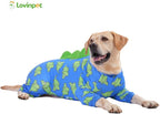 LovinPet Large Dog Pajamas, Four-Leg Stretch Onesie Bodysuit, Lightweight UV-Shielding Pajamas, Anti-Lick Calming Recovery Suit for Surgery, Pull-On for Medium and Large Breeds,Blue Green,XXL