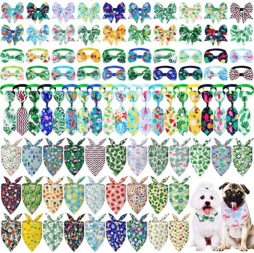 Reginary 120 Pcs Dog Bandanas for Summer Bulk Dog Bows Set Bow Ties Cat Scarf Colorful Washable Triangle Pet Kerchief Cute Bib for Summer Small Medium Large Pets Grooming Accessories Costume by Reginary