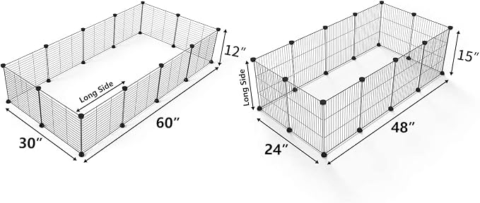 LURIVA DIY Small Animal Playpen, Pet Playpen, Guinea Pig Cages, Rabbit Playpen, Dog Puppy Playpen, Indoor Metal Wire Yard Fence, 15 X 12 Inch, 12 Panels, Black
