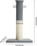 Made4Pets Cat Scratching Post with Sisal & Carpet for Indoor Cats, 23.6" | Cat Scratcher with Wide Stable Base, Interactive Hanging Toys, Ideal for Kittens, Small Cats and Everyday Indoor Play