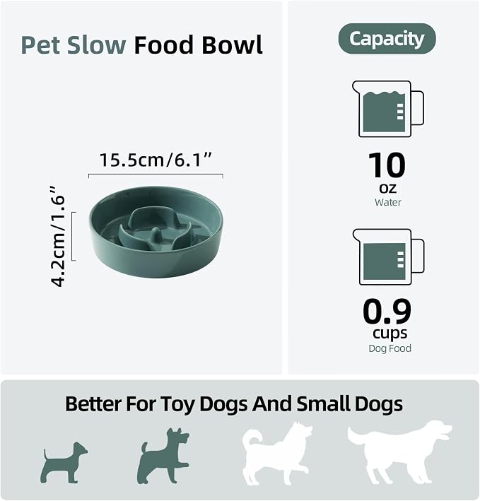 Havniva Slow Feeder Dog Bowls, Ceramic Dog Bowl Slow Feeder for Fast Eater | 0.9 Cups Puzzle Dog Food Bowl, Slow Feeding Bowls for Small Breed, Non-Slip Rubber Base, Anti-Choking