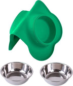 Hubulk Pet Dog Bowls 2 Stainless Steel Dog Bowl with No Spill Non-Skid Silicone Mat + Pet Food Scoop Water and Food Feeder Bowls for Feeding Small Medium Large Dogs Cats Puppies (Small, Hunter Green)
