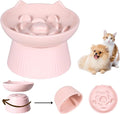 Unbreakable Raised Slow Feeder Bowl for Cats and Small Dogs, Elevated Cat Bowls, Detachable Slow Feede Bowl, Heavy Weighted, Non-Slip Feeder, Dry & Wet Food, Whisker Friendly (Pink; 6.2'')
