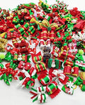 100pcs Dog Puppy Cat Christmas 3D Rhinestone Hair Bows with Rubber Bands Flat Pet Xmas Grooming Accessories by Hixixi