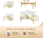 Havniva Elevated Slow Feeder Dog Bowls, Ceramic Dog Bowl Slow Feeder Set | 0.9 Cups Raised Slow Feeding Bowl for Small Breed, 6.1” Dog Water Bowl with Wooden Stand, Puzzle Dog Slow Feeder, Non-slip