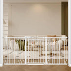 62.5-71.6" Extra Wide Baby Gate for Stairs No Drilling, 30" Tall Auto Close Press Mounted Dog Gates for Doorways, Adjustable Width Walk Through Long Gates for Kids or Pets, White