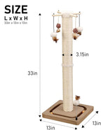 PEEKAB Cat Scratching Post for Indoor Adult Cats and Kittens,33 Inches Tall Large Sisal Scratch Post with Track Ball Toys,Cat Scratcher Toy Beige