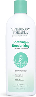 Veterinary Formula Smart Coat Complex Soothing and Deodorizing Oatmeal Shampoo for Dogs, 17 Fl oz – Baking Soda Eliminates Odors, Aloe Vera & Oatmeal Cleanse and Hydrate Skin – Long-Lasting Fragrance | Oatmeal and aloe vera formula, baking soda odor co...